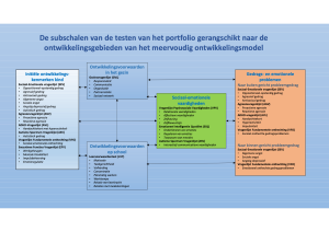 De subschalen van de testen van het portfolio gerangschikt naar ontwikkelingsgebieden in het meervoudig ontwikkelingsmodel